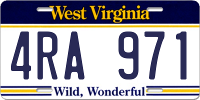 WV license plate 4RA971