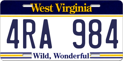 WV license plate 4RA984