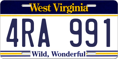 WV license plate 4RA991