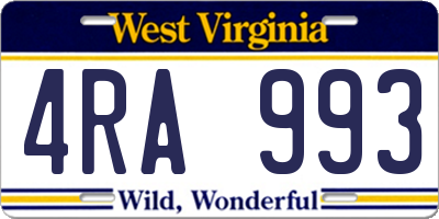 WV license plate 4RA993