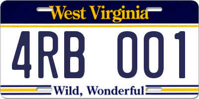 WV license plate 4RB001