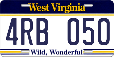 WV license plate 4RB050