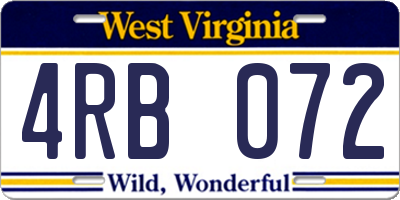 WV license plate 4RB072