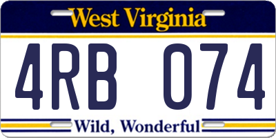WV license plate 4RB074