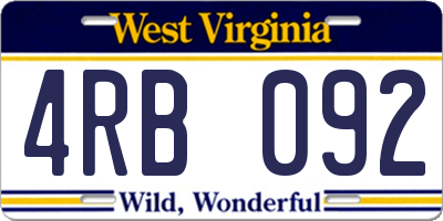 WV license plate 4RB092