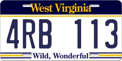 WV license plate 4RB113