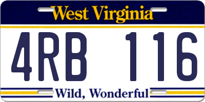 WV license plate 4RB116