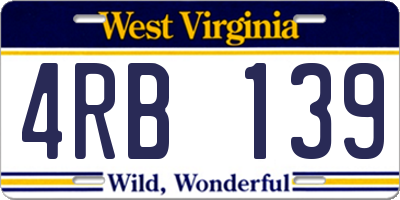 WV license plate 4RB139