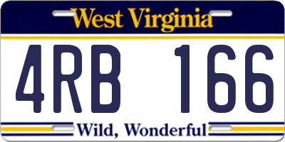 WV license plate 4RB166