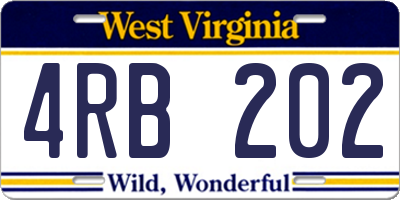 WV license plate 4RB202