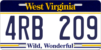 WV license plate 4RB209