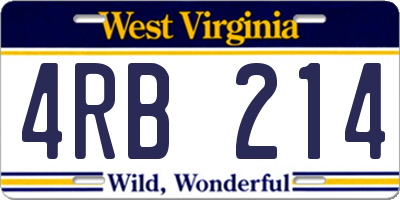 WV license plate 4RB214