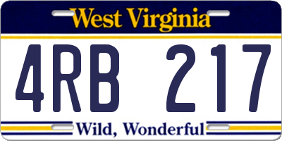 WV license plate 4RB217