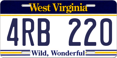 WV license plate 4RB220