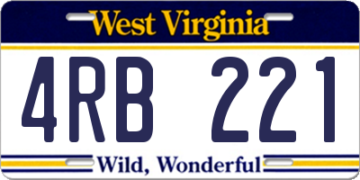 WV license plate 4RB221