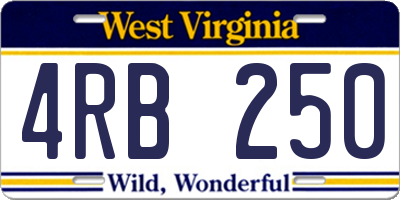 WV license plate 4RB250
