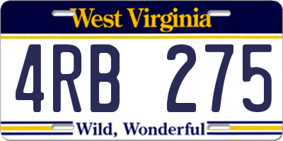 WV license plate 4RB275