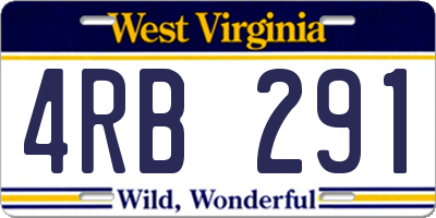 WV license plate 4RB291