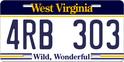 WV license plate 4RB303