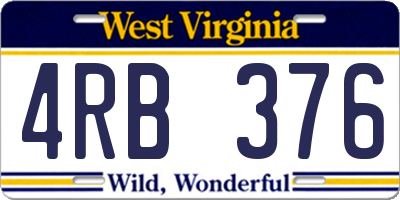 WV license plate 4RB376