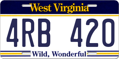 WV license plate 4RB420