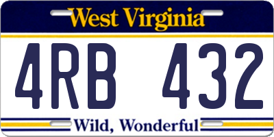 WV license plate 4RB432