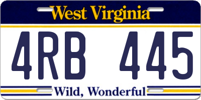 WV license plate 4RB445