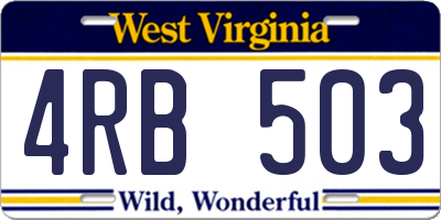 WV license plate 4RB503