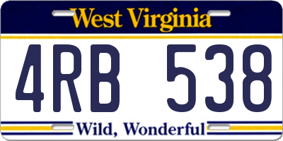 WV license plate 4RB538