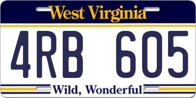 WV license plate 4RB605