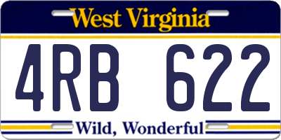 WV license plate 4RB622