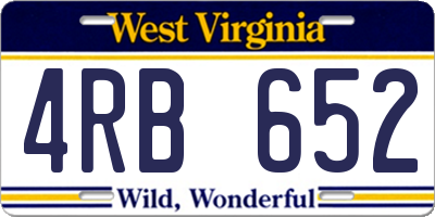 WV license plate 4RB652