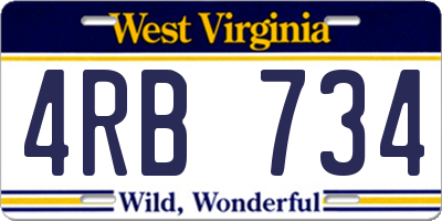 WV license plate 4RB734