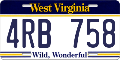 WV license plate 4RB758