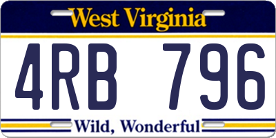 WV license plate 4RB796