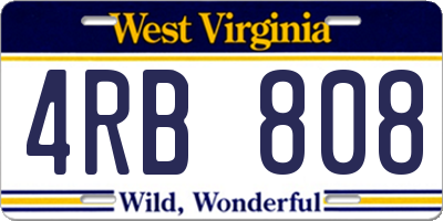 WV license plate 4RB808