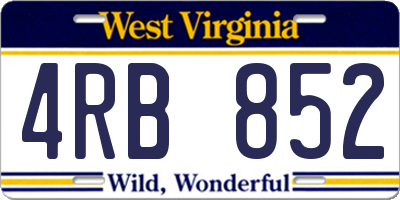 WV license plate 4RB852