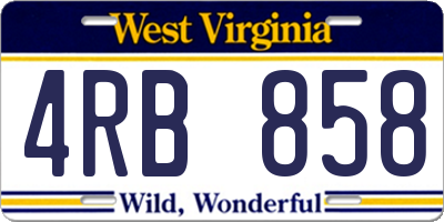 WV license plate 4RB858