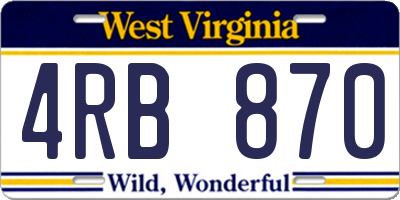 WV license plate 4RB870