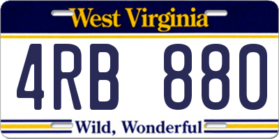 WV license plate 4RB880