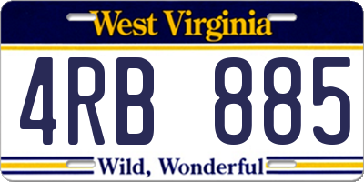 WV license plate 4RB885