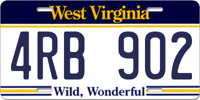 WV license plate 4RB902