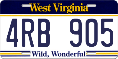 WV license plate 4RB905