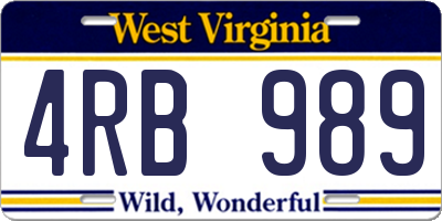 WV license plate 4RB989