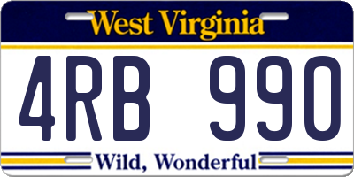 WV license plate 4RB990