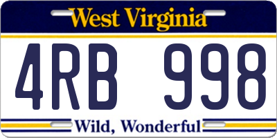 WV license plate 4RB998