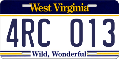 WV license plate 4RC013