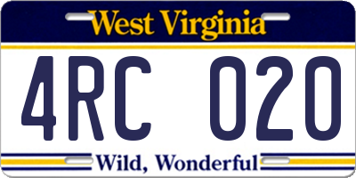 WV license plate 4RC020