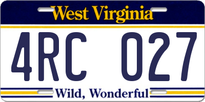 WV license plate 4RC027