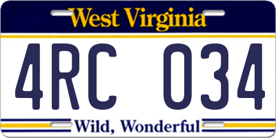 WV license plate 4RC034